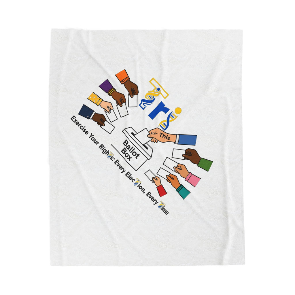 Voting Rights Velveteen Plush Blanket – 'Every Vote Counts' Ballot Box Design