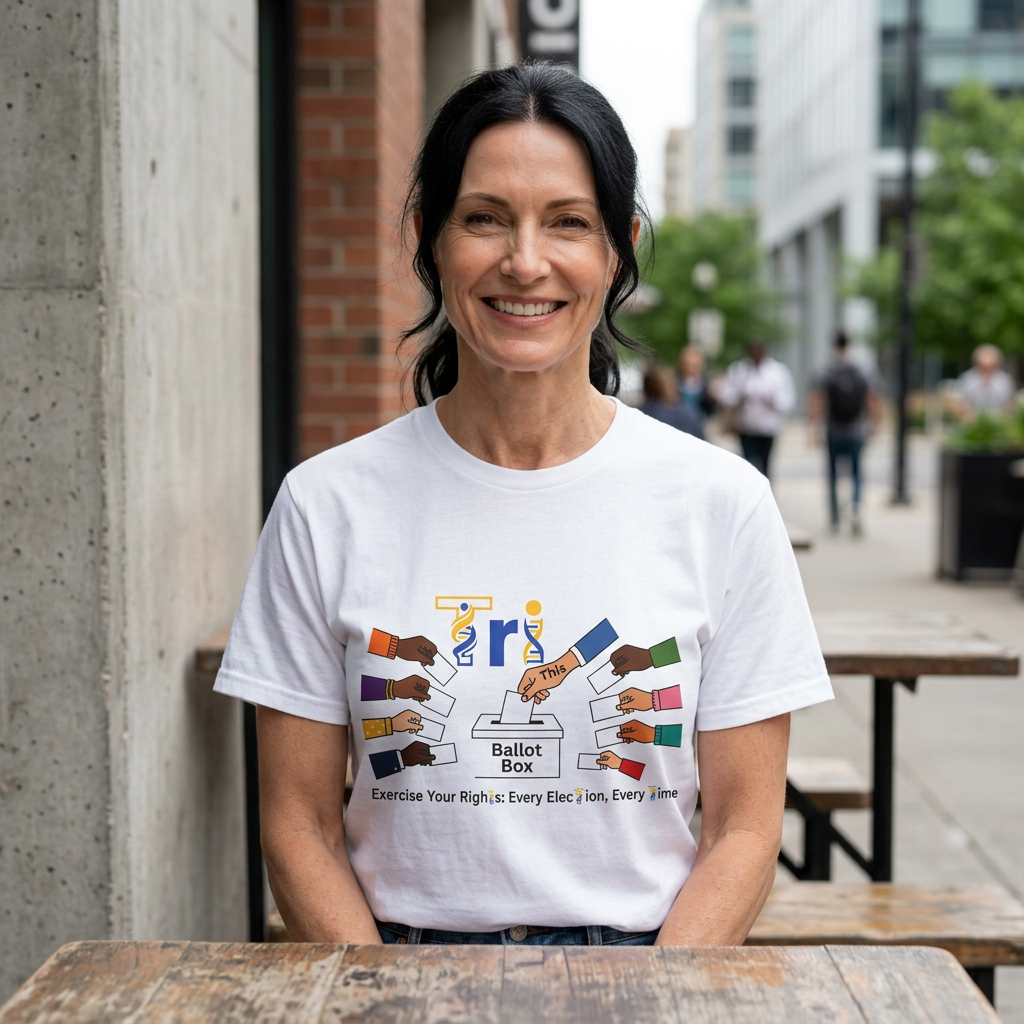 Voting Rights T-Shirt — "Ballot Box" Illustration, "Exercise Your Rights: Every Elec tion, Every Time"