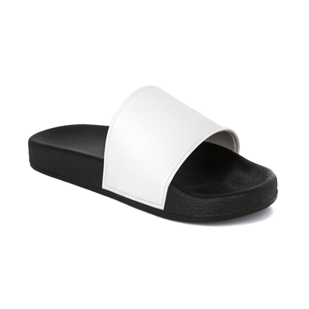 Funny 21 Minutes of Fitness Cartoon Figure Slide Sandals | White Strap